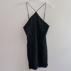 superdown Revolve black strappy mini cocktail dress